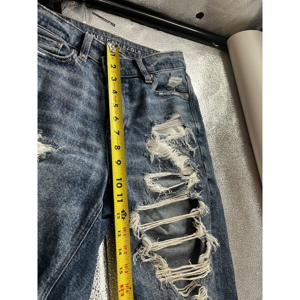 American Eagle Womens Distressed Trashed Mom Jeans Size 2 Blue - Picture 7 of 9